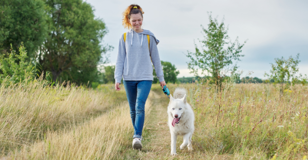 WOman Walking Dog