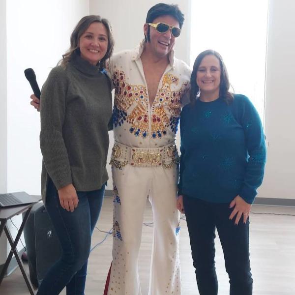 Kathy Lewis, Stow Parks & Rec, Elvis, and Kathy Romito, Community Relations Manager